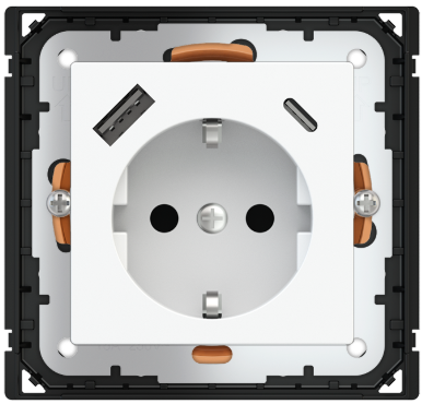 POKRYWA GNIAZDA SCHUKO + USB A-C PLASTIK PURE WHITE