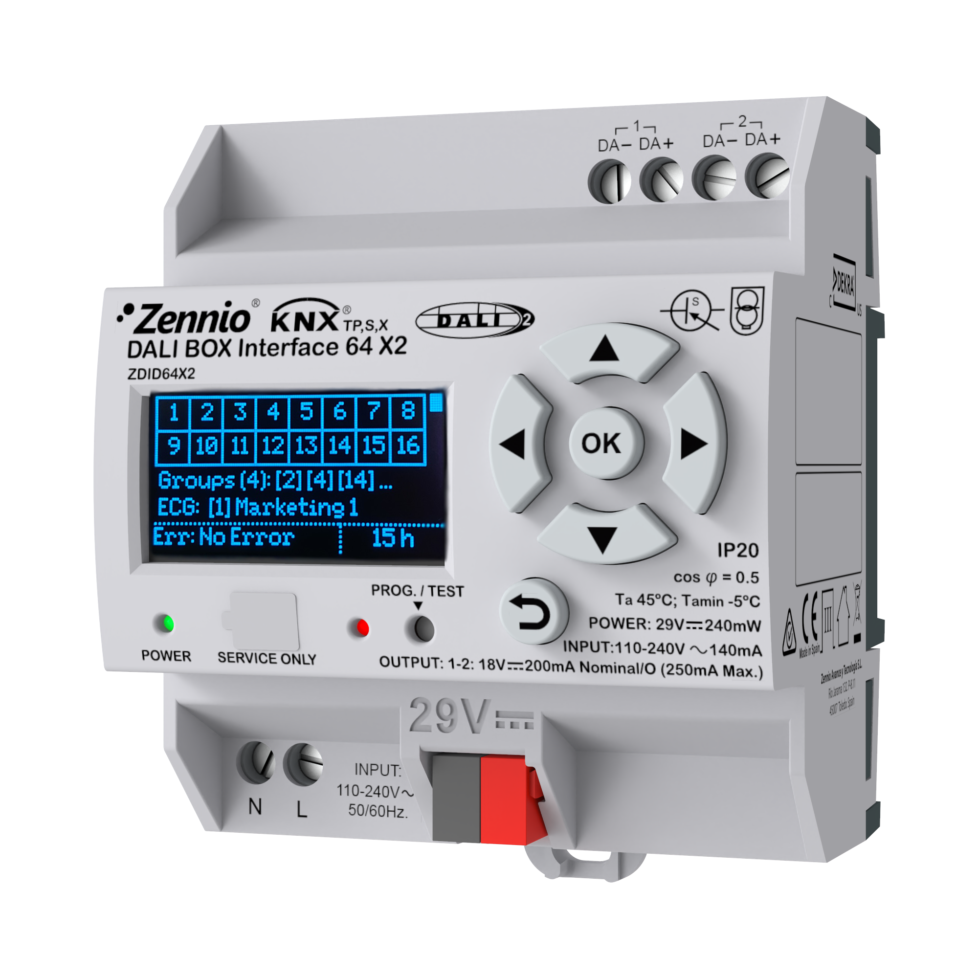 INTERFEJS DALI BOX 64 X2 - INTERFEJS KNX-DALI DLA MAKSYMALNIE 64 STATECZNIKÓW NA KANAŁ – 2 KANAŁY