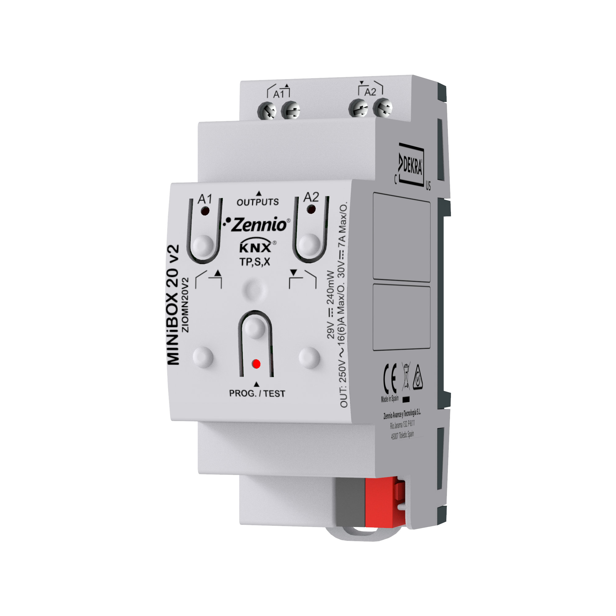 MINIBOX 20 V2. WIELOFUNKCYJNY AKTOR KNX Z KNX SECURE – 2 WYJŚCIA 16 A