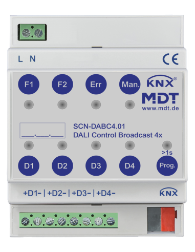 BRAMKA DALI BROADCAST CONTROL, 4 KANAŁY, 4-MODUŁOWA, KNX