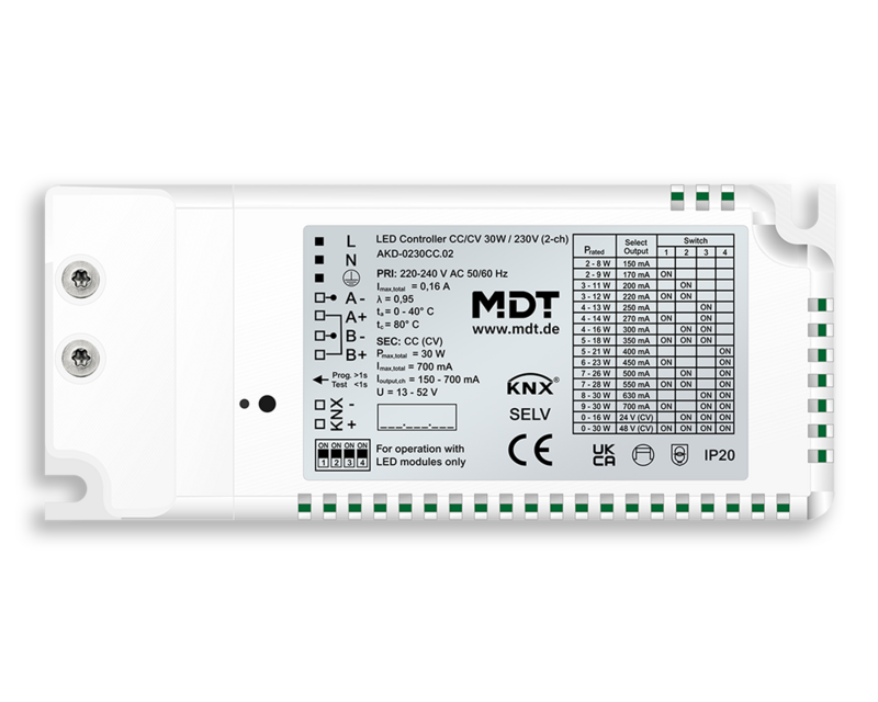 KNX LED CONTROLLER CC/CV 30 W / 230 V 2-CHANNEL