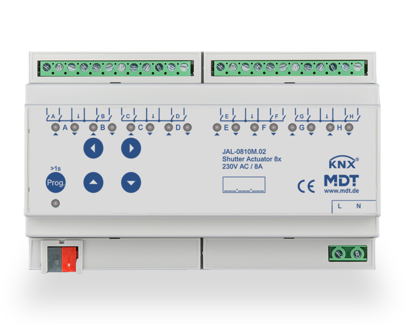 AKTOR ROLETOWY 8-KANAŁOWY, 10A, 230VAC, 8-MODUŁOWY Z POMIAREM CZASU RUCHU