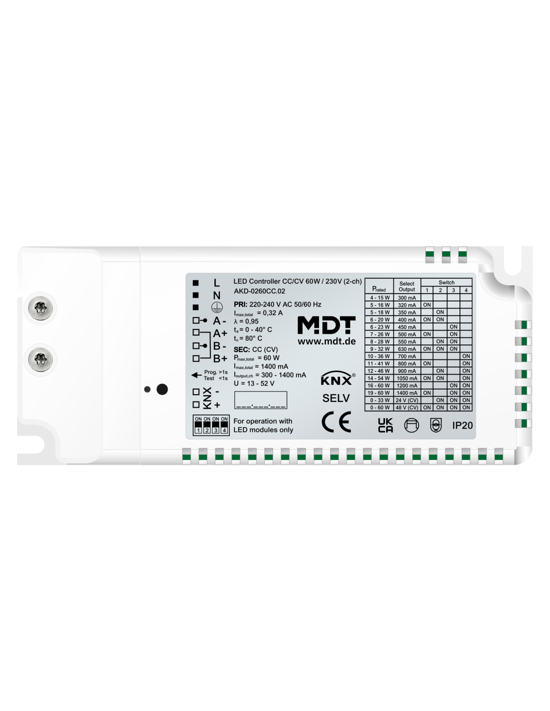 KNX LED CONTROLLER CC/CV 60 W / 230 V 2-CHANNEL