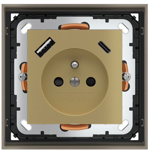 POKRYWA GNIAZDA FR+USB A-C METAL BRASS