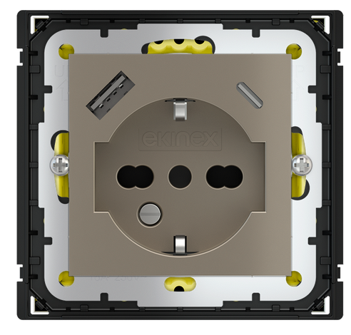 POKRYWA GNIAZDA IT, 55X55 + USB A-C METAL NICKEL