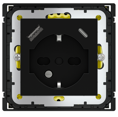 POKRYWA GNIAZDA IT, 55X55 + USB A-C PLASTIK INTENSE BLACK