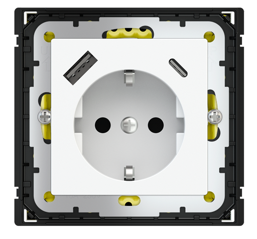 POKRYWA GNIAZDA SCHUKO + USB A-C BIAŁA (BEZ MALOWANIA)