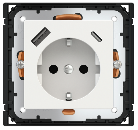 POKRYWA GNIAZDA SCHUKO + USB A-C FENIX WHITE MALE