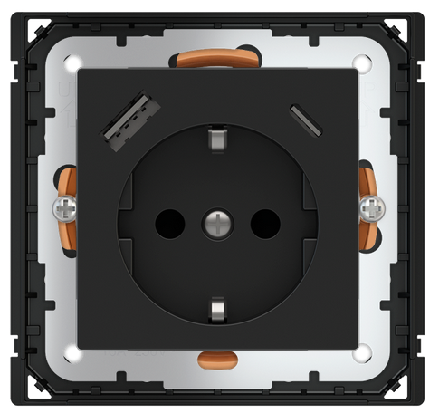 POKRYWA GNIAZDA SCHUKO + USB A-C FENIX INGO BLACK