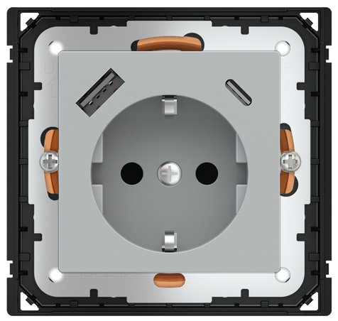 POKRYWA GNIAZDA SCHUKO + USB A-C FENIX GREY EFESO