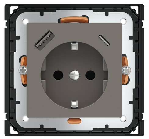 POKRYWA GNIAZDA SCHUKO + USB A-C FENIX GREY LONDON