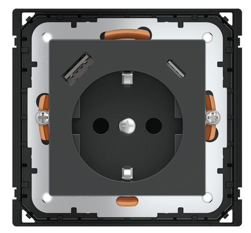 POKRYWA GNIAZDA SCHUKO + USB A-C FENIX GREY BROMINE