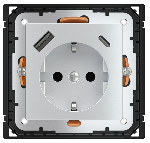 POKRYWA GNIAZDA SCHUKO + USB A-C METAL ALUMINIUM