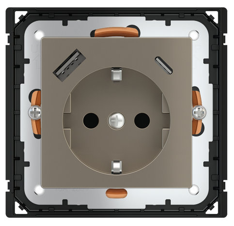 POKRYWA GNIAZDA SCHUKO + USB A-C METAL NICKEL