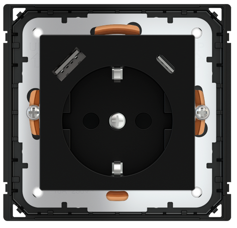 POKRYWA GNIAZDA SCHUKO + USB A-C PLASTIK INTENSE BLACK