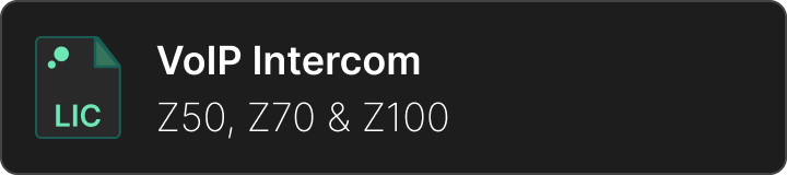 Video Intercom License for Z50, Z70 y Z100