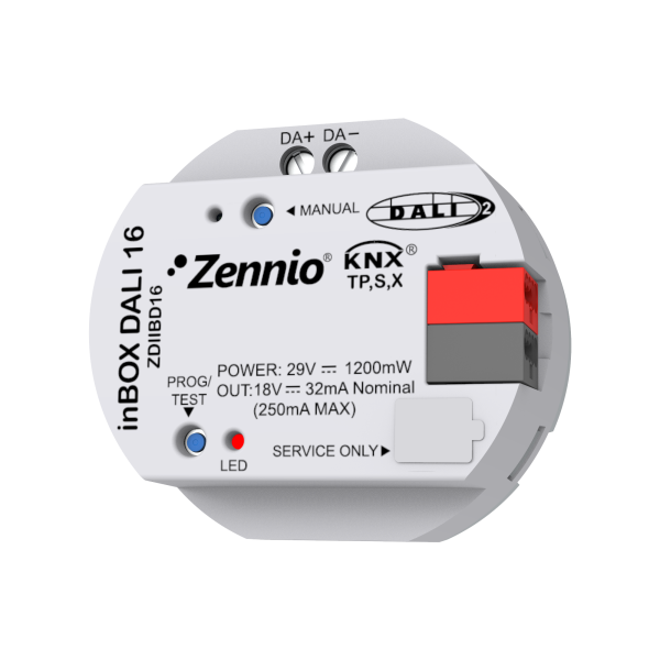 INBOX DALI 16 - INTERFEJS KNX-DALI DO MONTAŻU PODTYNKOWEGO DLA MAKSYMALNIE 16 STATECZNIKÓW I 16 GRUP – 1 KANAŁ