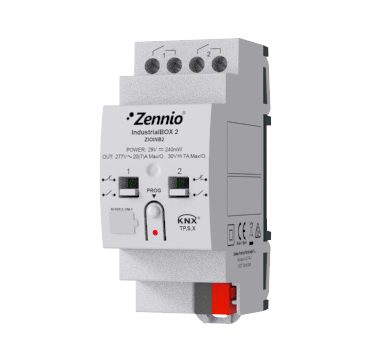 INDUSTRIALBOX 2/4/8/12 – AKTOR ZAŁĄCZAJĄCY KNX SECURE 20 A (200 µF C-LOAD), NA SZYNĘ DIN (WARIANTY "CURRENT" Z POMIAREM ENERGII)