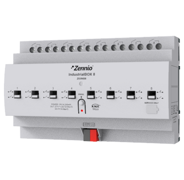 INDUSTRIALBOX 2/4/8/12 – AKTOR ZAŁĄCZAJĄCY KNX SECURE 20 A (200 µF C-LOAD), NA SZYNĘ DIN (WARIANTY "CURRENT" Z POMIAREM ENERGII)