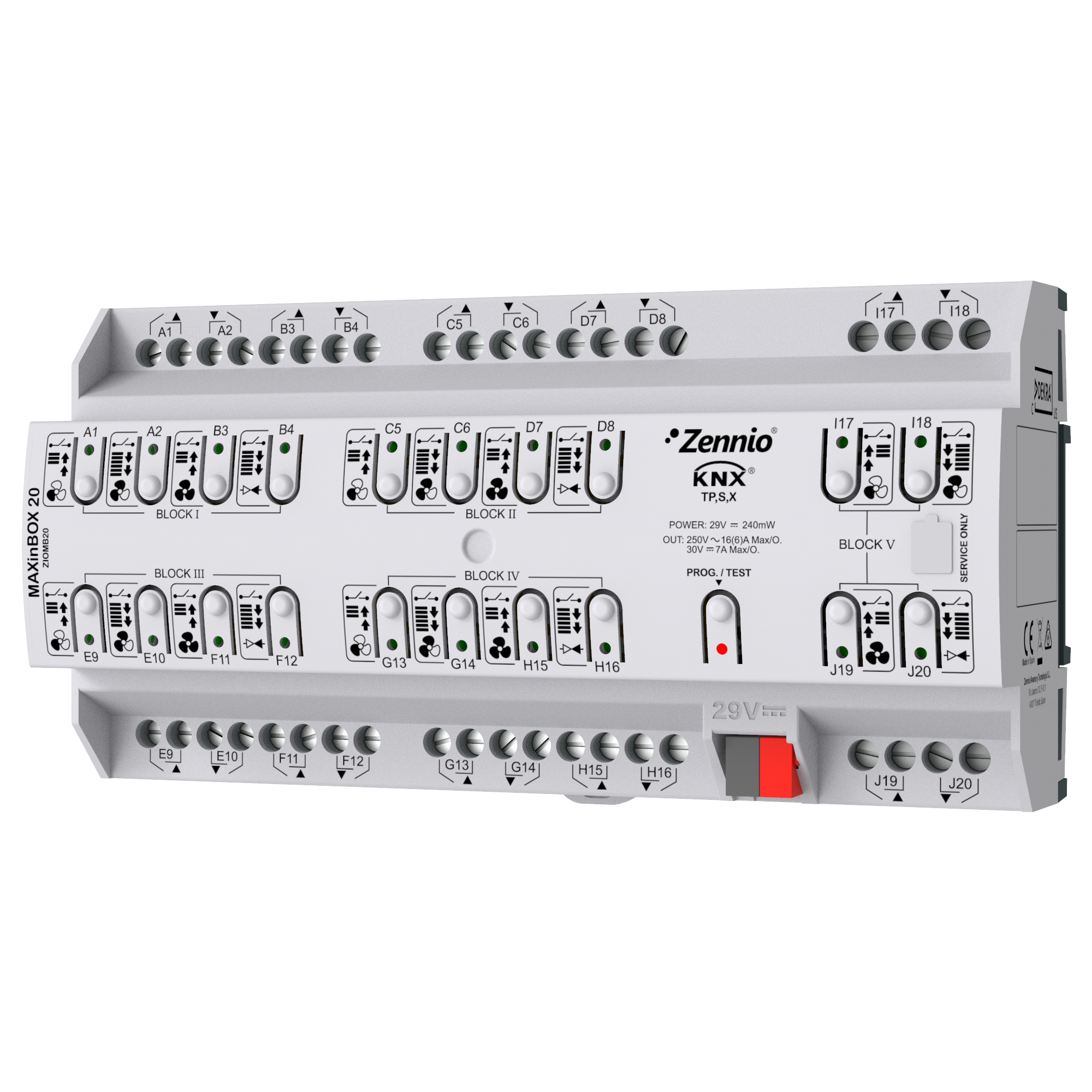 MAXINBOX 20. WIELOFUNKCYJNY AKTOR KNX Z KNX SECURE – 20 WYJŚĆ 16 A