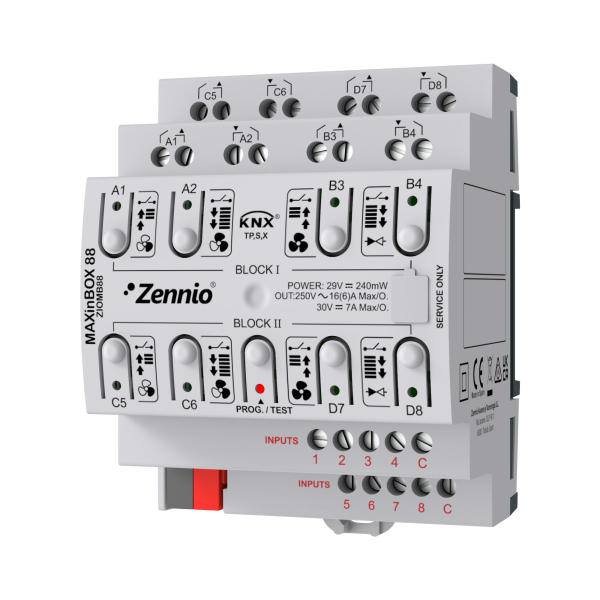 MAXINBOX 88. WIELOFUNKCYJNY AKTOR KNX Z KNX SECURE – 8 WYJŚĆ 16 A / 8 WEJŚĆ A/D