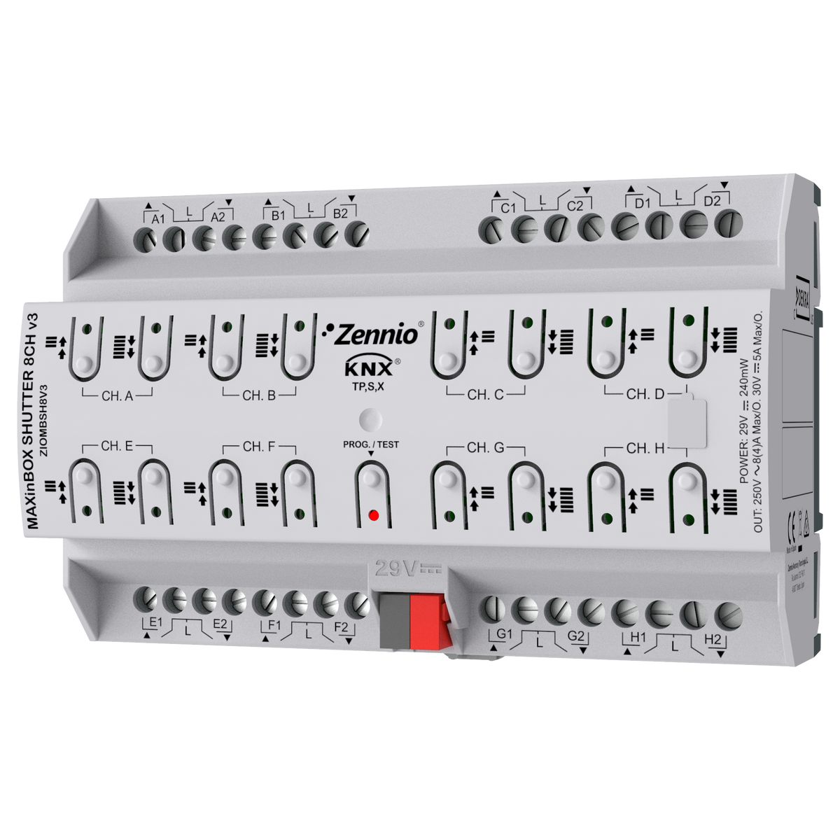 MAXinBOX SHUTTER 8CH v3. Shutter actuator with KNX Secure 8 channels