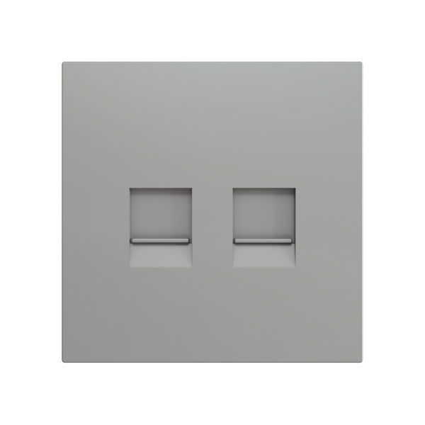 ZS70. Cover plate for RJ45 connector 70x70 mm - 2 inserts - Silver