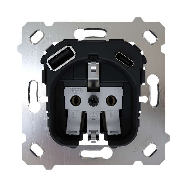 ZS55/ZS70. Schuko socket insert 16 A / 250 V ~ with USB C and A (without cover)