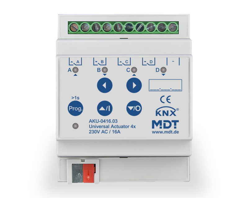 Aktor uniwersalny 4-kanałowy, 4-modułowy, 16A, 230VAC, 100µF, 15ECG