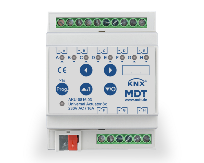 Aktor uniwersalny 8-kanałowy, 4-modułowy, 16A, 230VAC, 100µF, 15ECG