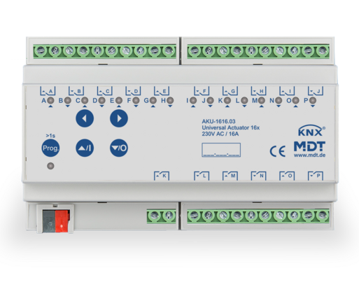 Aktor uniwersalny 16-kanałowy, 8-modułowy, 16A, 230VAC, 100µF, 15ECG