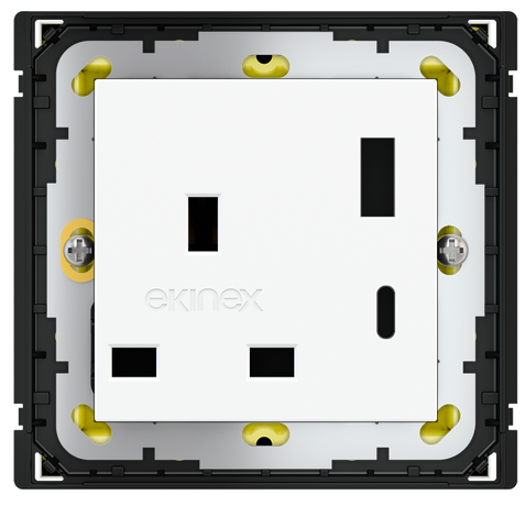 POKRYWA GNIAZDA UK + USB A-C BIAŁA (BEZ MALOWANIA)