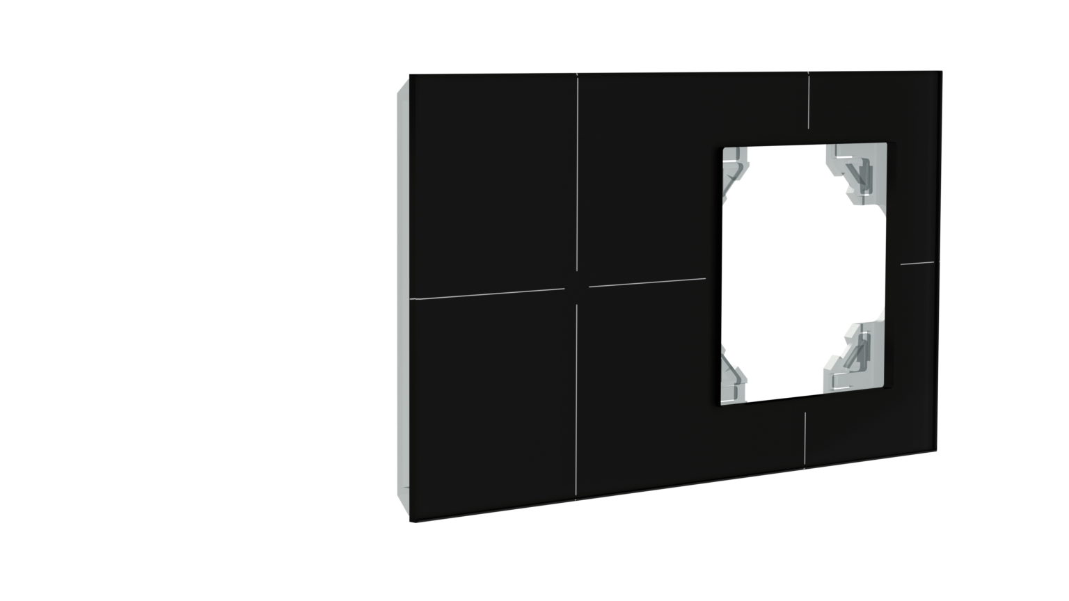 PRZYCISK MULTITOUCH SZKLANY KNX-K4-F CZARNY MAT, KLAWISZE WIDOCZNE, LED CIEPŁY, CZUJNIK TEMP., +RAMKA GNIAZDA 57X57 MM